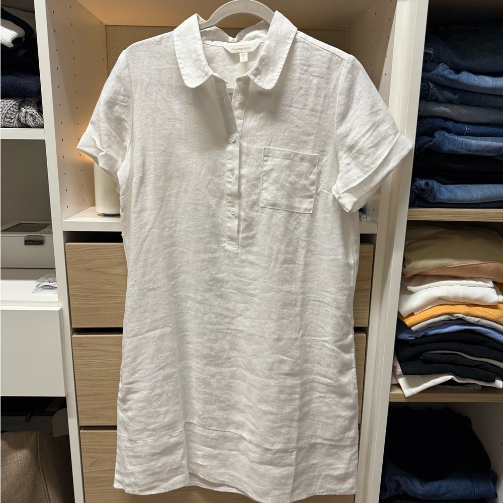 Garnet Hill White Linen popover dress